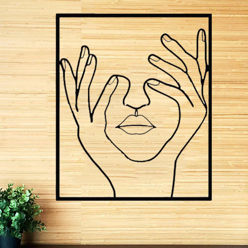 Abstract Female Line Art Metal Decorative Painting Home