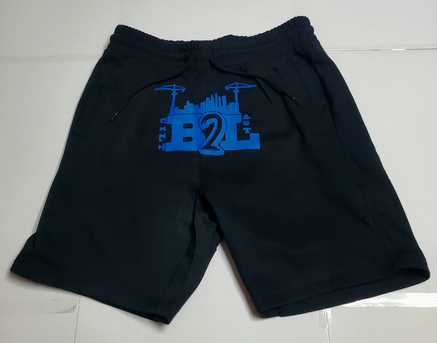 Built2last Men's Regular Fit Black Sweatshorts with Royal Blue logo