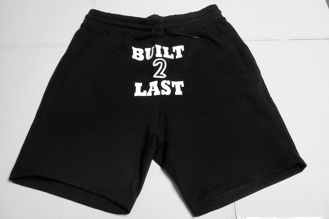 Built2last Men's Regular Fit Black Sweatshorts with White Lettering